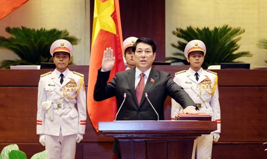 Chủ tịch nước Lương Cường tuyên thệ trước Quốc hội và đồng bào cử tri cả nước - Ảnh: TTXVN