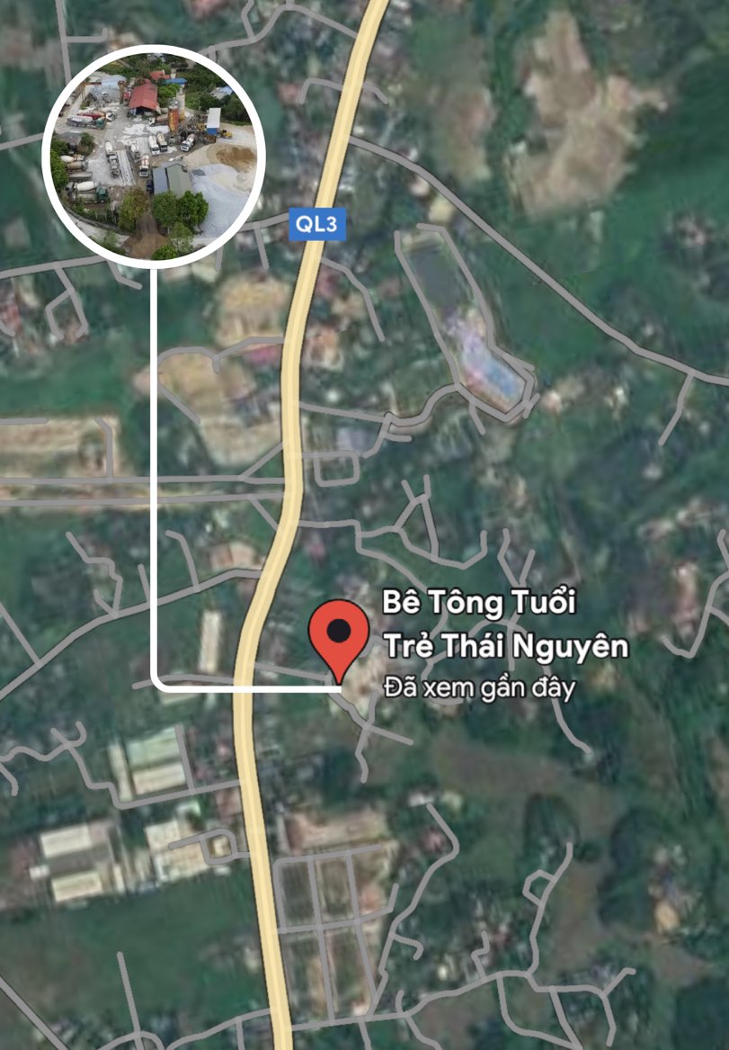 Tram be tong Tuoi Tre nam tren dien tich rong hang nghin m2, cach mat duong QL.3 cu gan 200m. Bao quanh la dat nong nghiep va khu dan cu dong duc. Anh: Viet Bac.