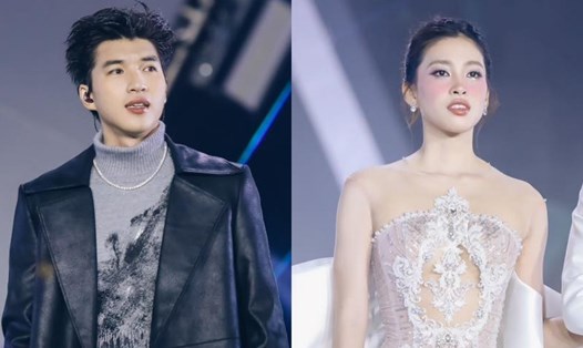 HIEUTHUHAI và Tiểu Vy ở concert Anh trai say hi. Ảnh: Nhà sản xuất