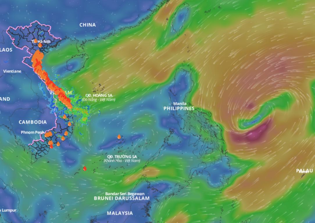Cold air is causing strong winds in the North East Sea. Above is an image of the wind direction layer over the sea. Photo: WINDY