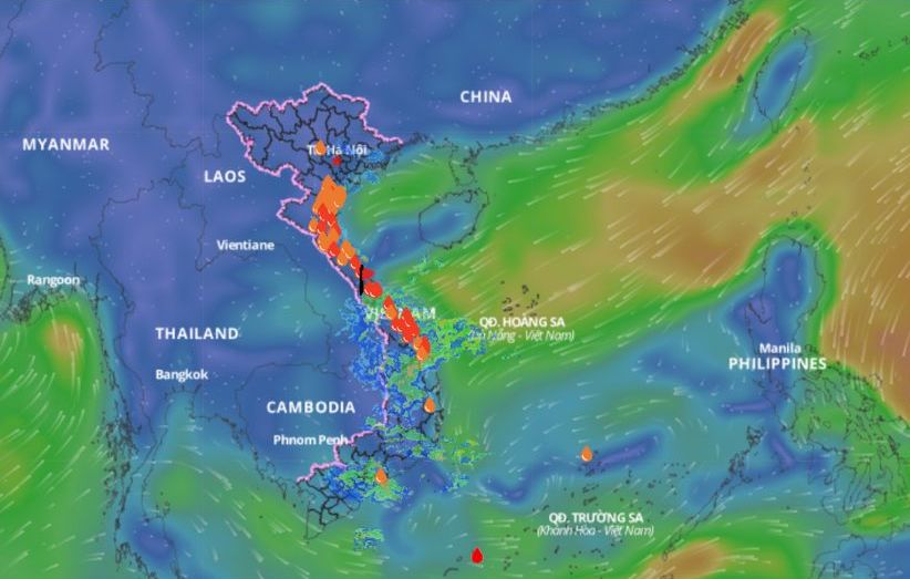 Cập nhật vị trí áp thấp nhiệt đới hồi 21h ngày 21.10.2024 hình thành gần Biển Đông. Nguồn: Hệ thống giám sát thiên tai Việt Nam. 