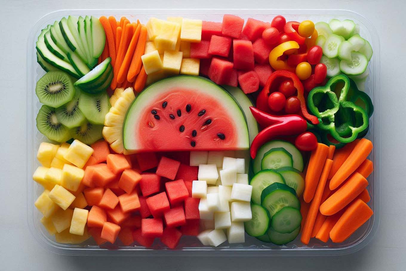 Pre-cut vegetables and fruits are the optimal choice on many people's shopping lists. Photo - AI: Ngoc Thuy