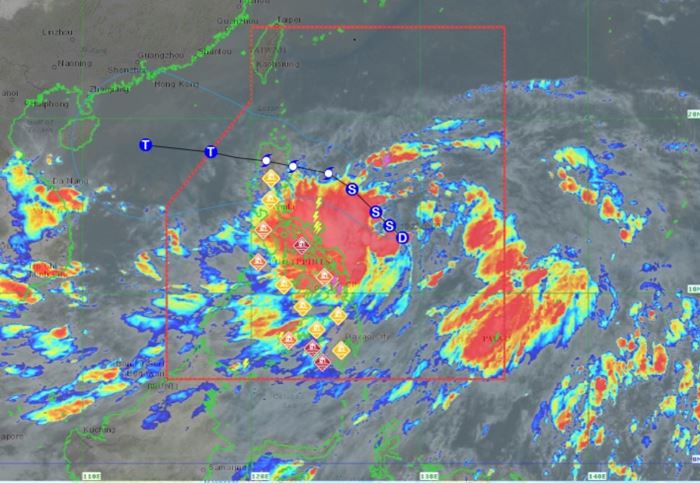 Ap thap nhiet doi manh len thanh bao Kristine sang 22.8. Anh: PAGASA