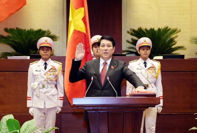 President Luong Cuong took the oath of office on the afternoon of October 21. Photo: VNA