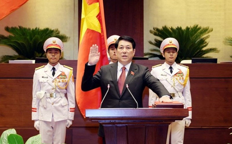 President Luong Cuong took the oath of office on the afternoon of October 21. Photo: VNA