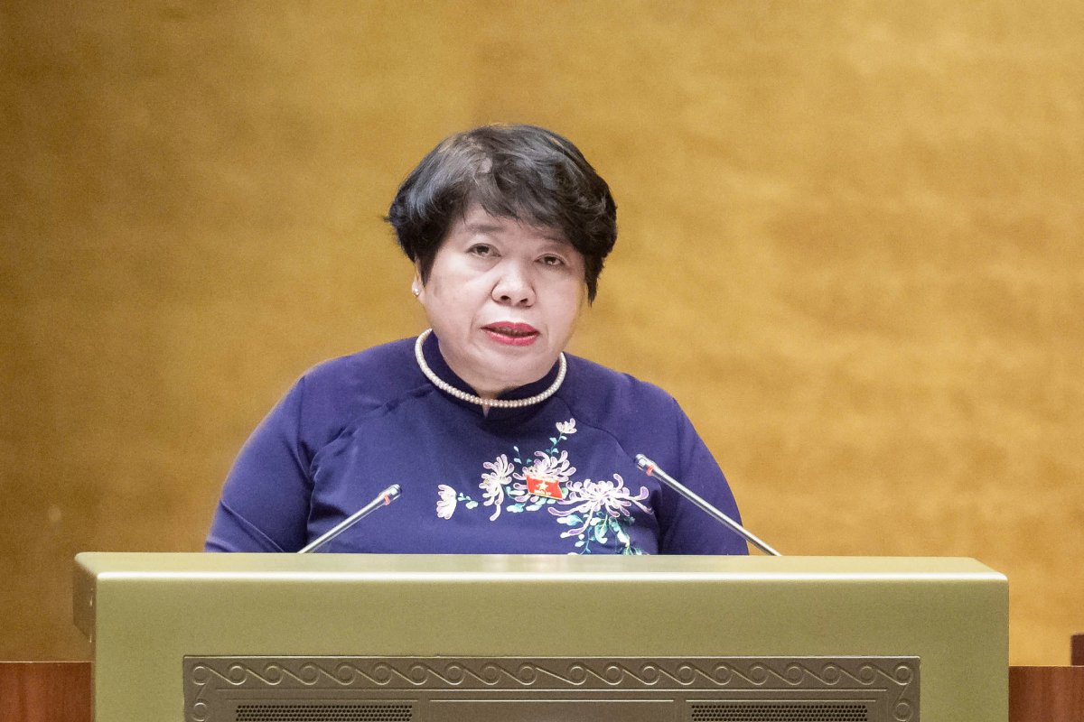 Chairwoman of the National Assembly's Social Committee Nguyen Thuy Anh said that the draft Law amending and supplementing a number of articles of the Pharmacy Law has increased sanctions for the act of renting out pharmacy practice certificates. Photo: Pham Thang