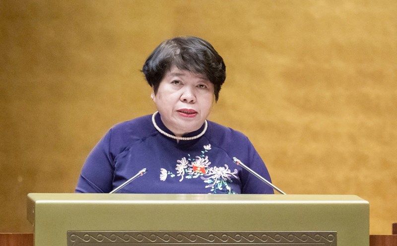 Chairwoman of the National Assembly's Social Committee Nguyen Thuy Anh said that the draft Law amending and supplementing a number of articles of the Pharmacy Law has increased sanctions for the act of renting out pharmacy practice certificates. Photo: Pham Thang