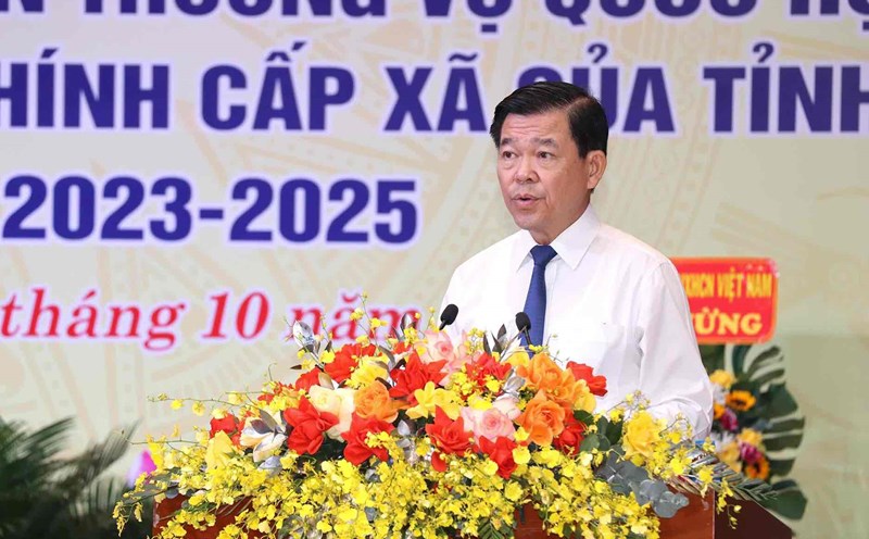 Secretary of Dong Nai Provincial Party Committee Nguyen Hong Linh speaks at the announcement ceremony. Photo: HAC