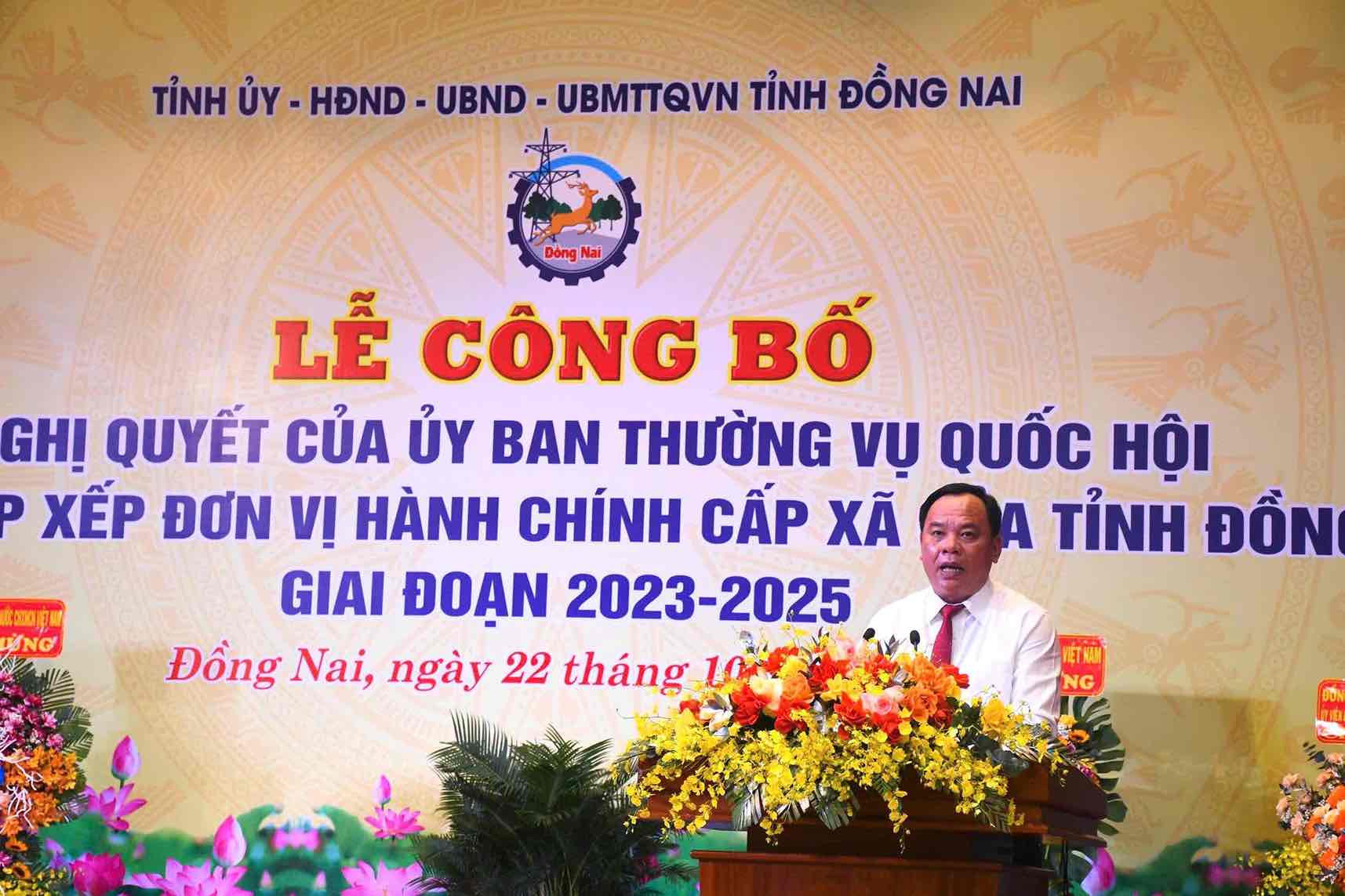 Chu tich UBND tinh Dong Nai Vo Tan Duc phat bieu tai buoi le cong bo. Anh: HAC