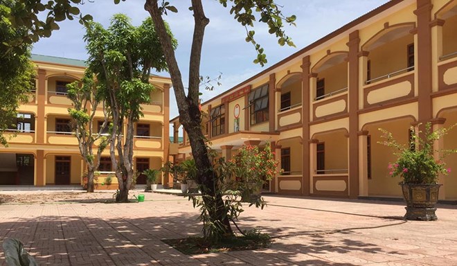 Van Phong Secondary School (Dien Chau District, Nghe An Province) - where a fight occurred, sending a female teacher to the hospital. Photo: Hai Dang