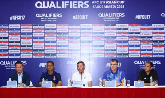 4 đội bóng bảng I họp báo trước vòng loại U17 châu Á 2025. Ảnh: Minh Dân