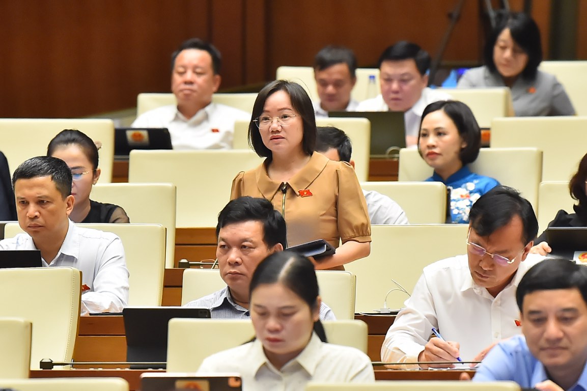 National Assembly Delegate Thai Thi An Chung (National Assembly Delegation of Nghe An Province) agreed to add a regulation prohibiting the act of agreeing to buy and sell human beings while they are still fetuses. Photo: National Assembly