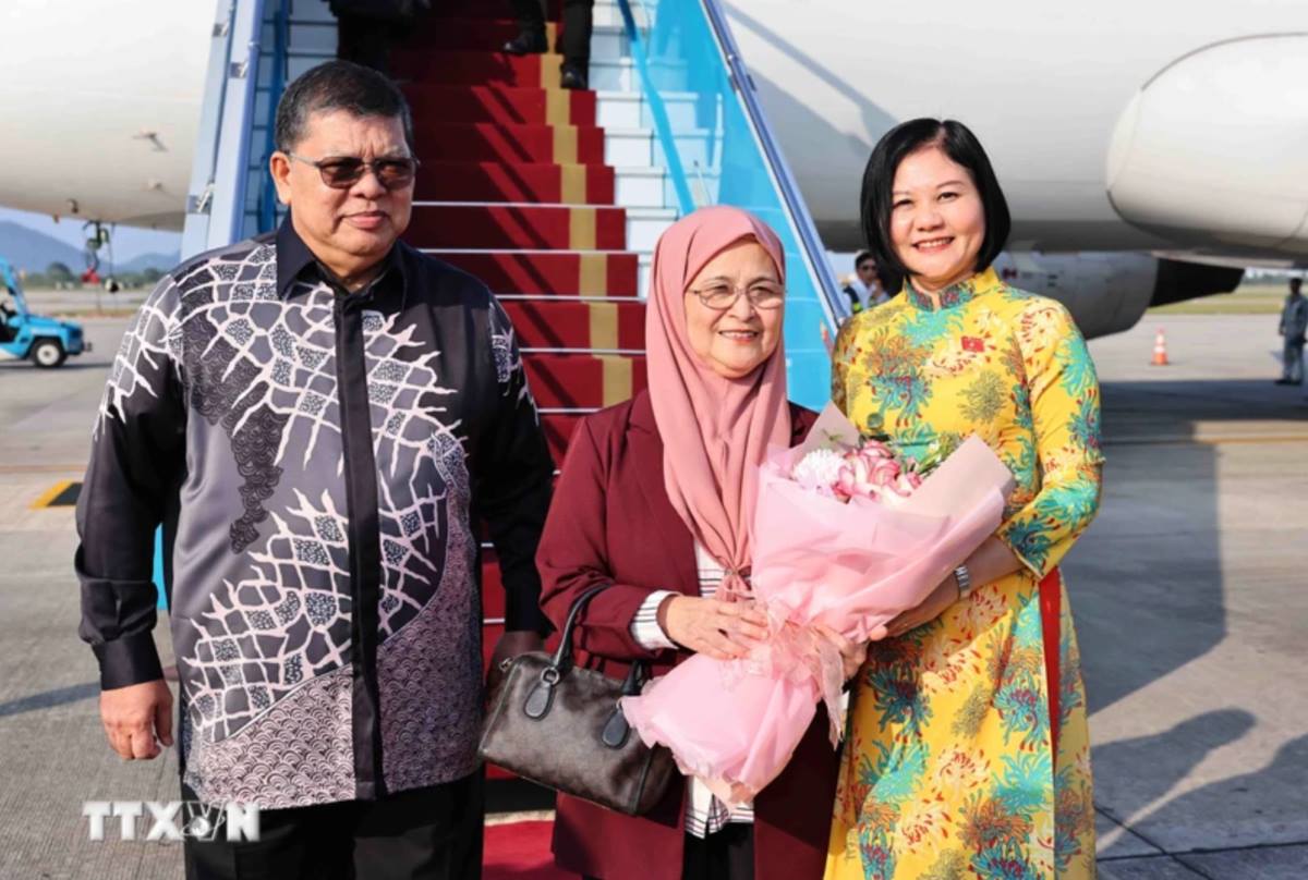 Welcoming ceremony for Malaysian House of Representatives Speaker Tan Sri Dato' Johari Bin Abdul and his wife at Noi Bai airport. Photo: VNA