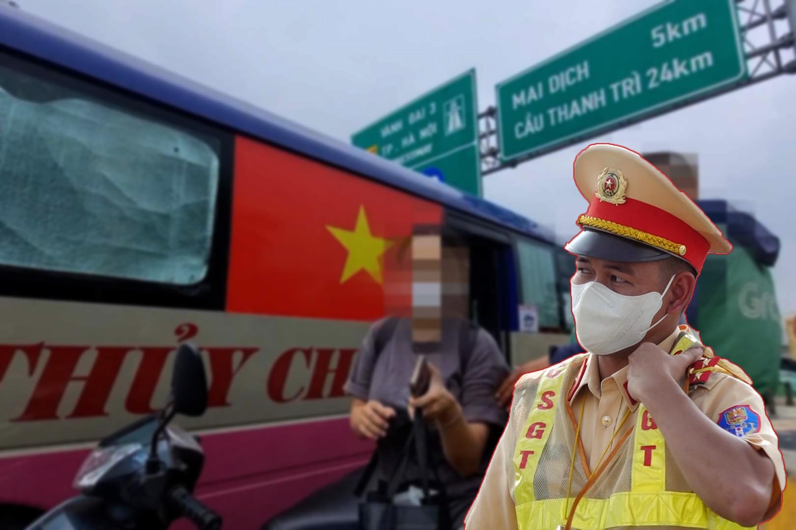 Secretly recording the handling of the "chaotic" passenger bus at Thang Long bridge