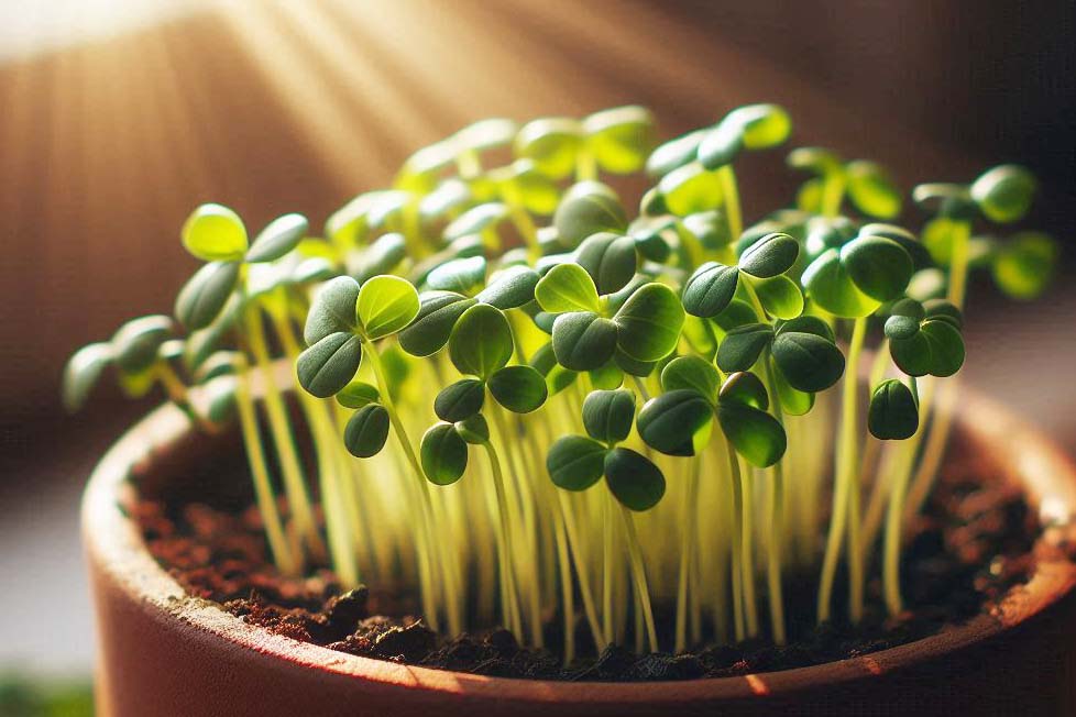 Mầm cỏ cà ri (giá đỗ methi) mang lại nhiều lợi ích cho sức khỏe. Ảnh - AI: Ngọc Thùy