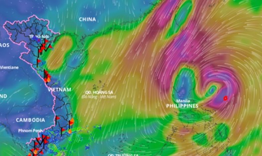 Cập nhật vị trí bão Trà Mi vào 8 giờ sáng nay 23.10. Ảnh: Hệ thống Giám sát thiên tai Việt Nam