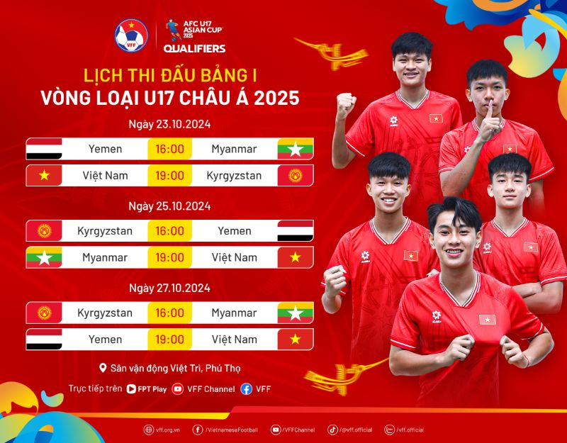 Lich thi dau cua U17 Viet Nam tai vong loai U17 chau A 2025. Anh: VFF