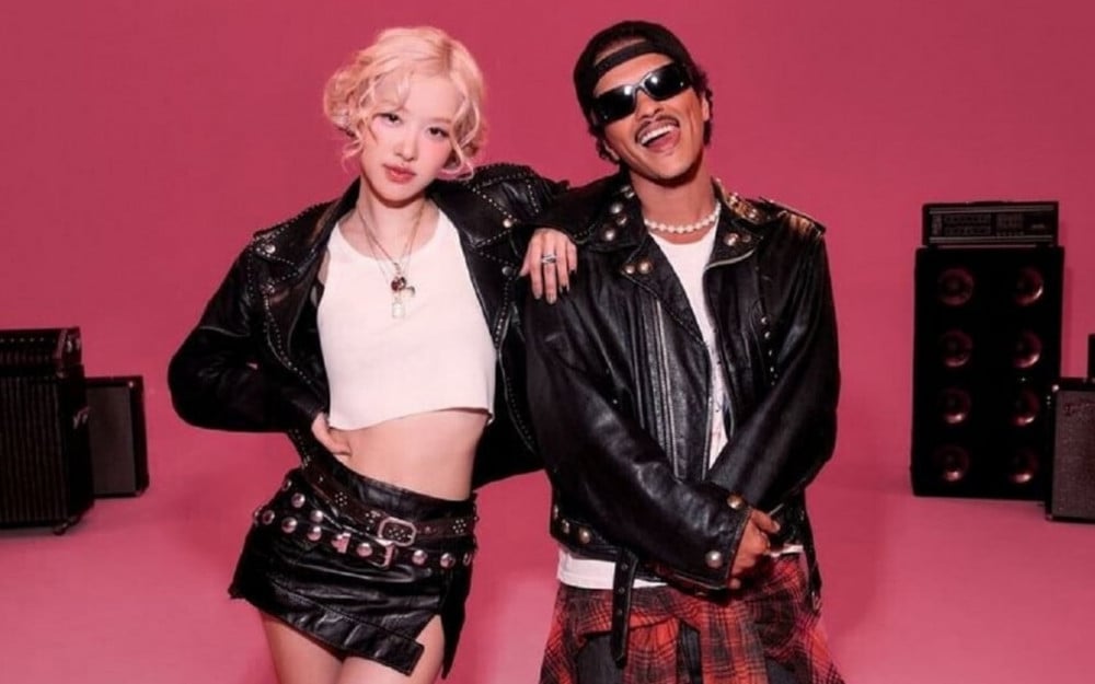Blackpink's Rose and Bruno Mars set records with "APT." Photo: AllKPop.