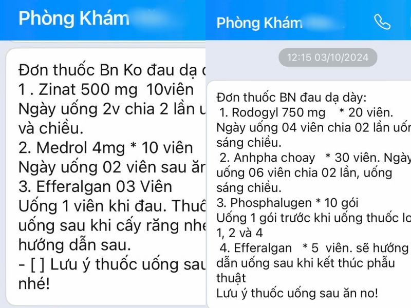 Don thuoc duoc ke qua Zalo, bao gom khang sinh, khong co ten va chu ky bac si ke, nhung van mua duoc day du cac loai thuoc mot cach de dang. Chi can gui don thuoc nay qua Zalo cho mot nha thuoc bat ky, ho deu giao hang den tan noi. Anh: Huong Giang