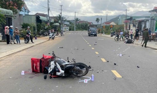 Hiện trường vụ tai nạn giao thông khiến 2 người tử vong. Ảnh: Công an cung cấp