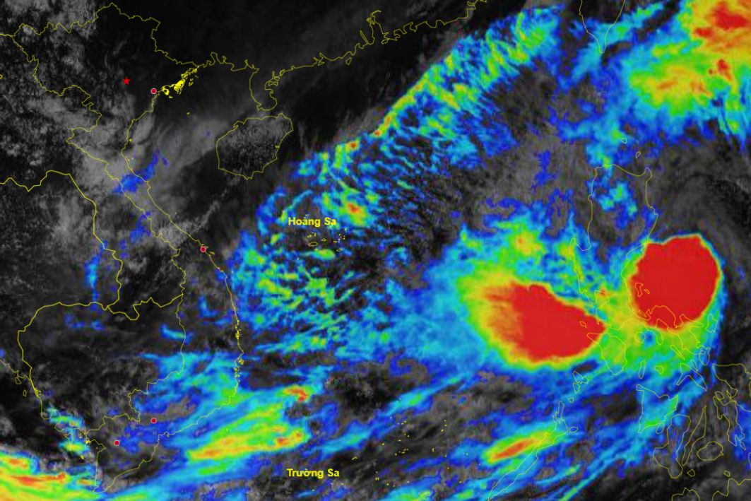 Satellite image of storm Tra Mi at 2:20 p.m. on October 23. Photo: Center of National Hydrometeorological Network