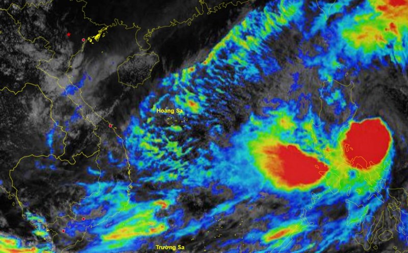 Satellite image of storm Tra Mi at 2:20 p.m. on October 23. Photo: Center of National Hydrometeorological Network