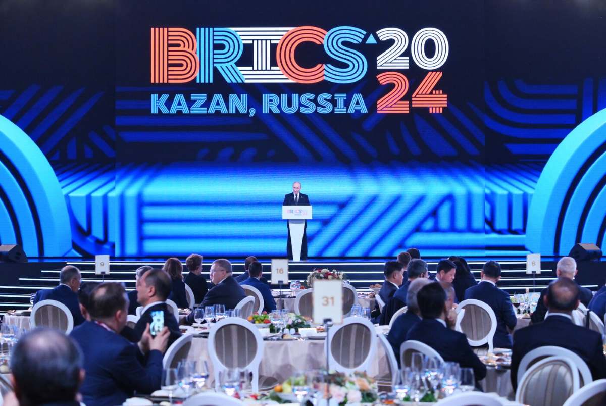 Tong thong Nga Vladimir Putin phat bieu tai le chieu dai. Anh: BRICS 2024