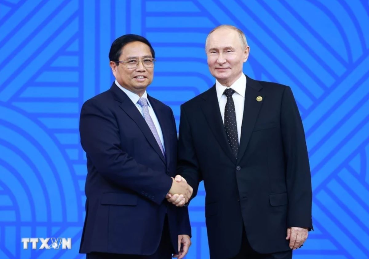 Prime Minister Pham Minh Chinh and Russian President Vladimir Putin. Photo: VNA