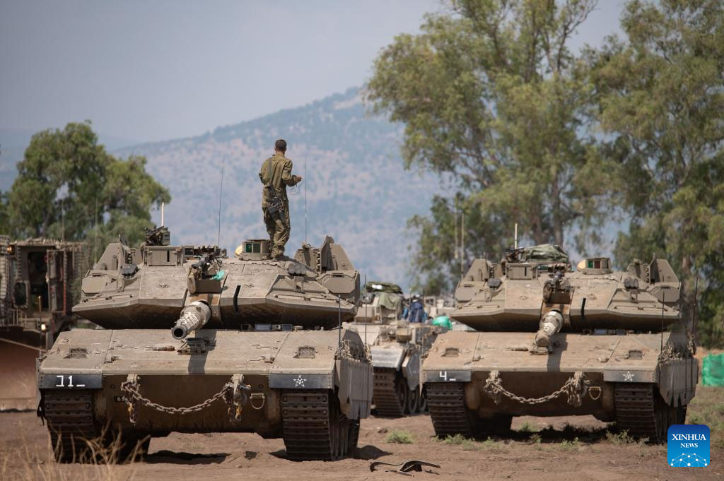 Xe tăng của Israel trong một cuộc tập trận. Ảnh: Xinhua