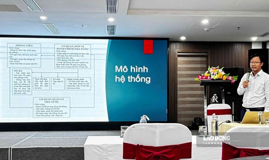 Quảng Bình tổ chức tập huấn sử dụng phần mềm quản lý hoạt động tiếp xúc, làm việc và cung cấp thông tin cho báo chí.. Ảnh: Công Sáng