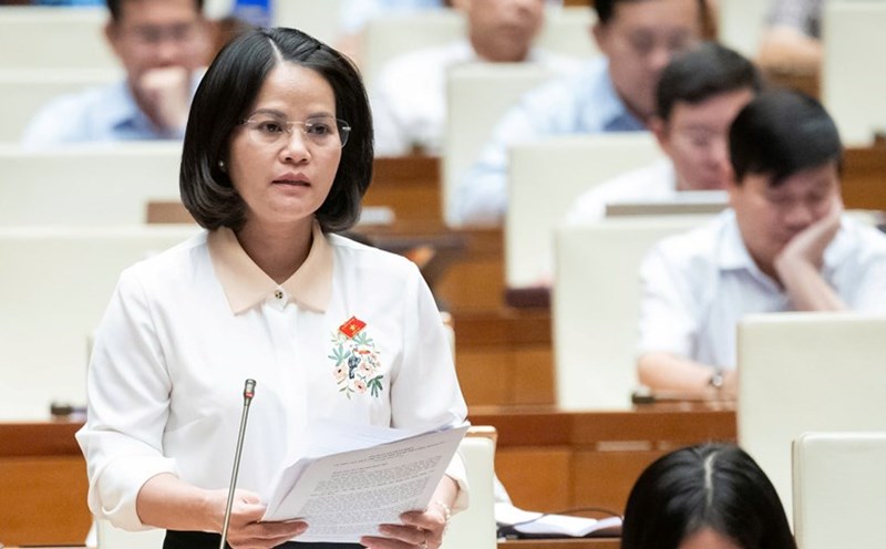 National Assembly Deputy Nguyen Hoang Bao Tran (National Assembly Delegation of Binh Duong Province) expressed his opinion on the establishment of trade union staff. Photo: National Assembly