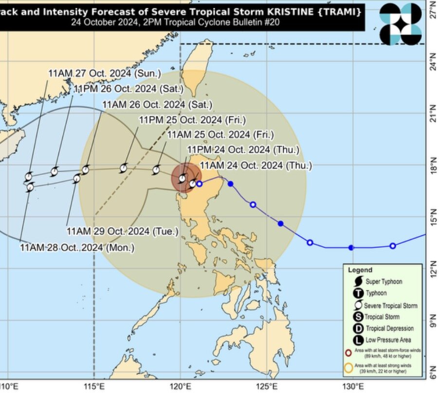 Du bao bao Tra Mi dien bien rat kho luong tren Bien Dong. Anh: PAGASA