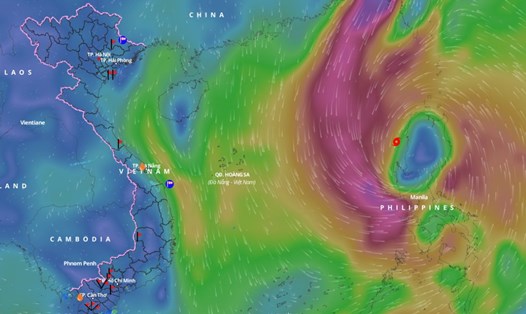 Cập nhật vị trí của bão Trà Mi hồi 17 giờ ngày 24.10. Ảnh: Hệ thống Giám sát thiên tai Việt Nam
