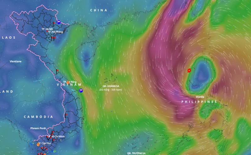 Updated location of storm Tra Mi at 5:00 p.m. on October 24. Photo: Vietnam Disaster Monitoring System