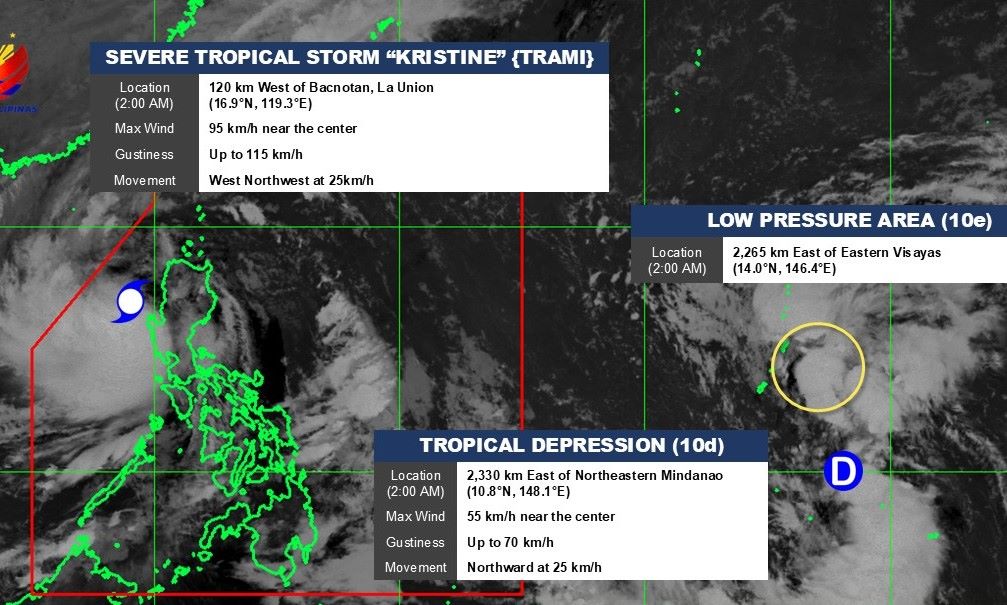 PAGASA theo doi ap thap nhiet doi 10d va ap thap 10e ngay 25.10.2024. Anh: PAGASA