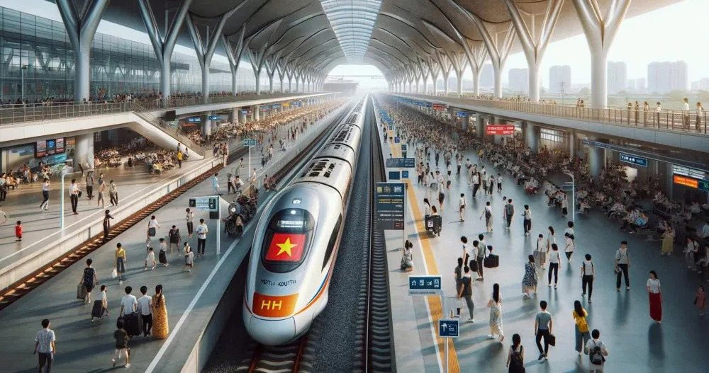 High-speed railway project. Photo drawn by AI. By: Ngoc Diep