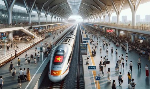 Dự án đường sắt cao tốc. Ảnh do AI vẽ. Thực hiện: Ngọc Diệp