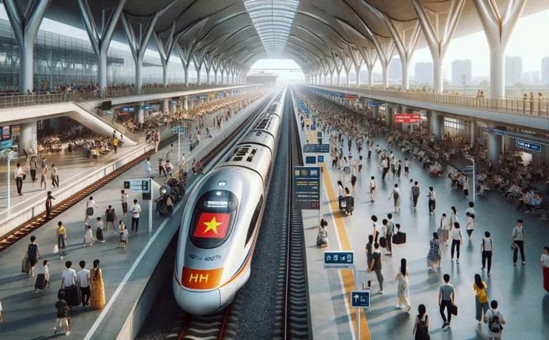 High-speed railway project. Photo drawn by AI. By: Ngoc Diep