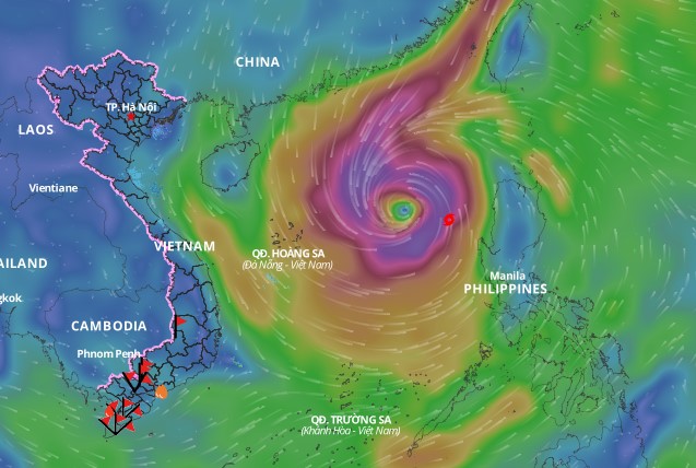 Updated location of storm Tra Mi at 11am today, October 25. Photo: Vietnam Disaster Monitoring System
