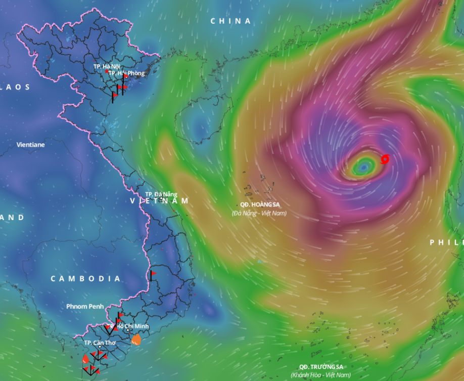 Updated location of storm Trami at 2:00 p.m. today, October 25. Photo: Vietnam Disaster Monitoring System