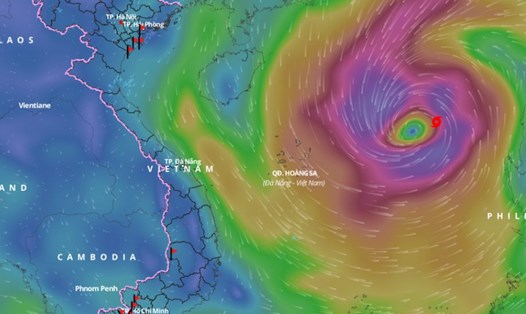 Cập nhật vị trí bão Trà Mi vào 14 giờ hôm nay 25.10. Ảnh: Hệ thống Giám sát thiên tai Việt Nam