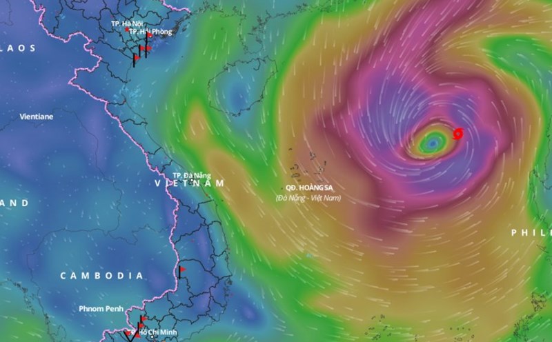 Updated location of storm Trami at 2:00 p.m. today, October 25. Photo: Vietnam Disaster Monitoring System