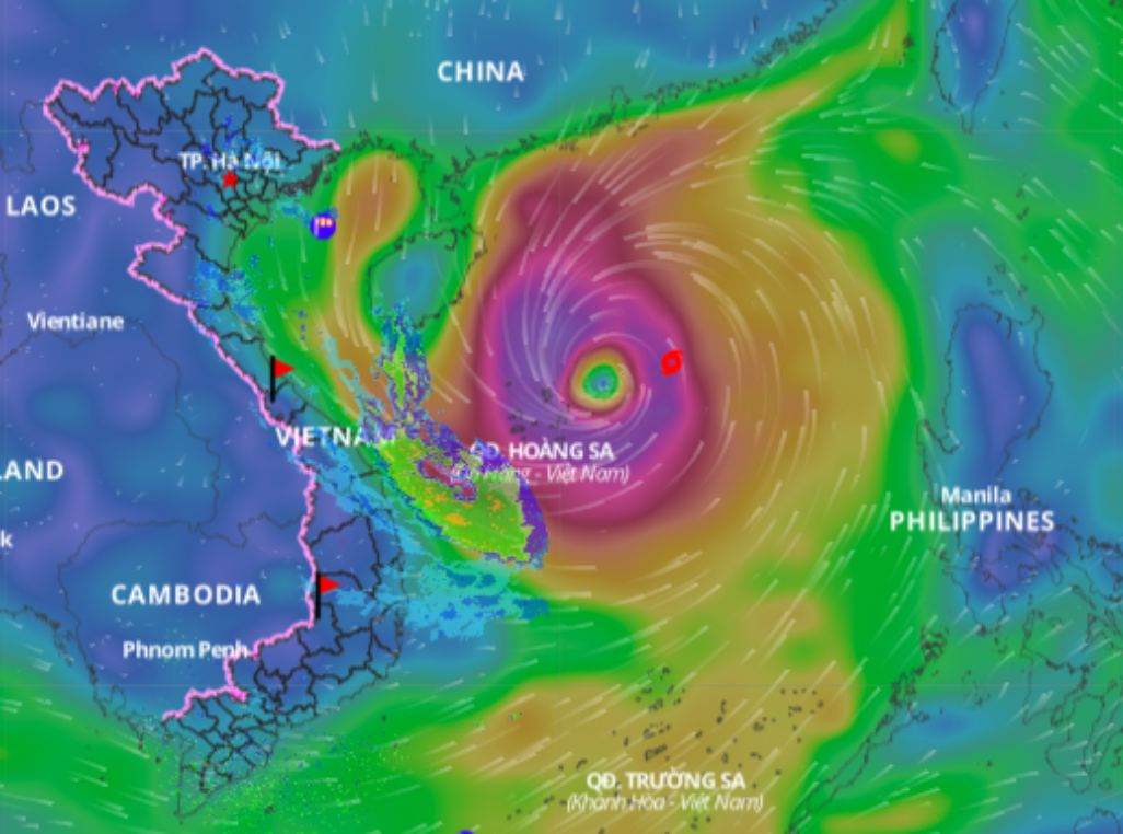 Updated location of storm Tra Mi at 6am on October 26. Photo: Vietnam Disaster Monitoring System