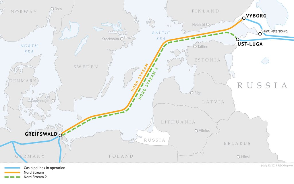 Ban do duong ong Nord Stream va Nord Stream 2. Anh: Gazprom 