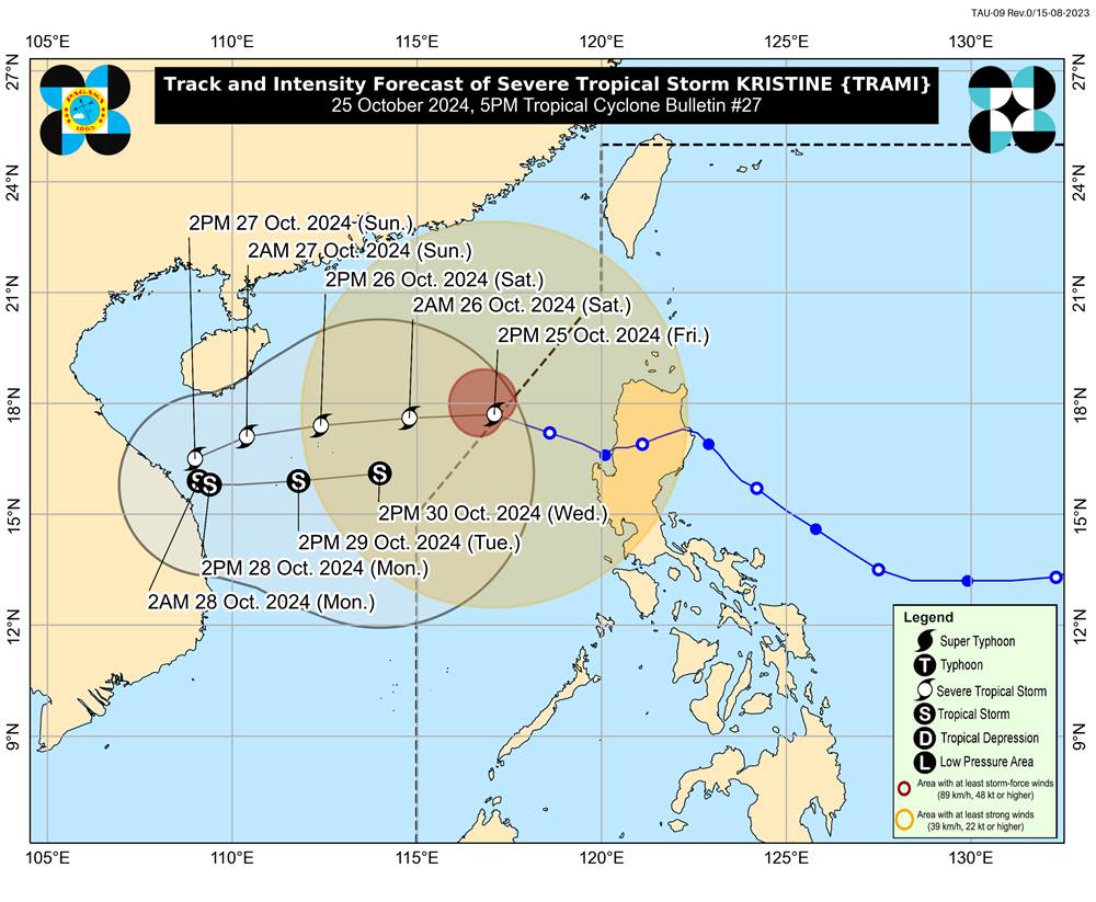 Cap nhat huong di cua bao so 6. Anh: PAGASA