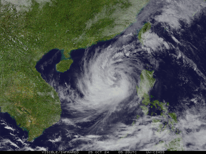 Satellite image of the movement of storm No. 6 Tra Mi on October 25. Photo: Hayley