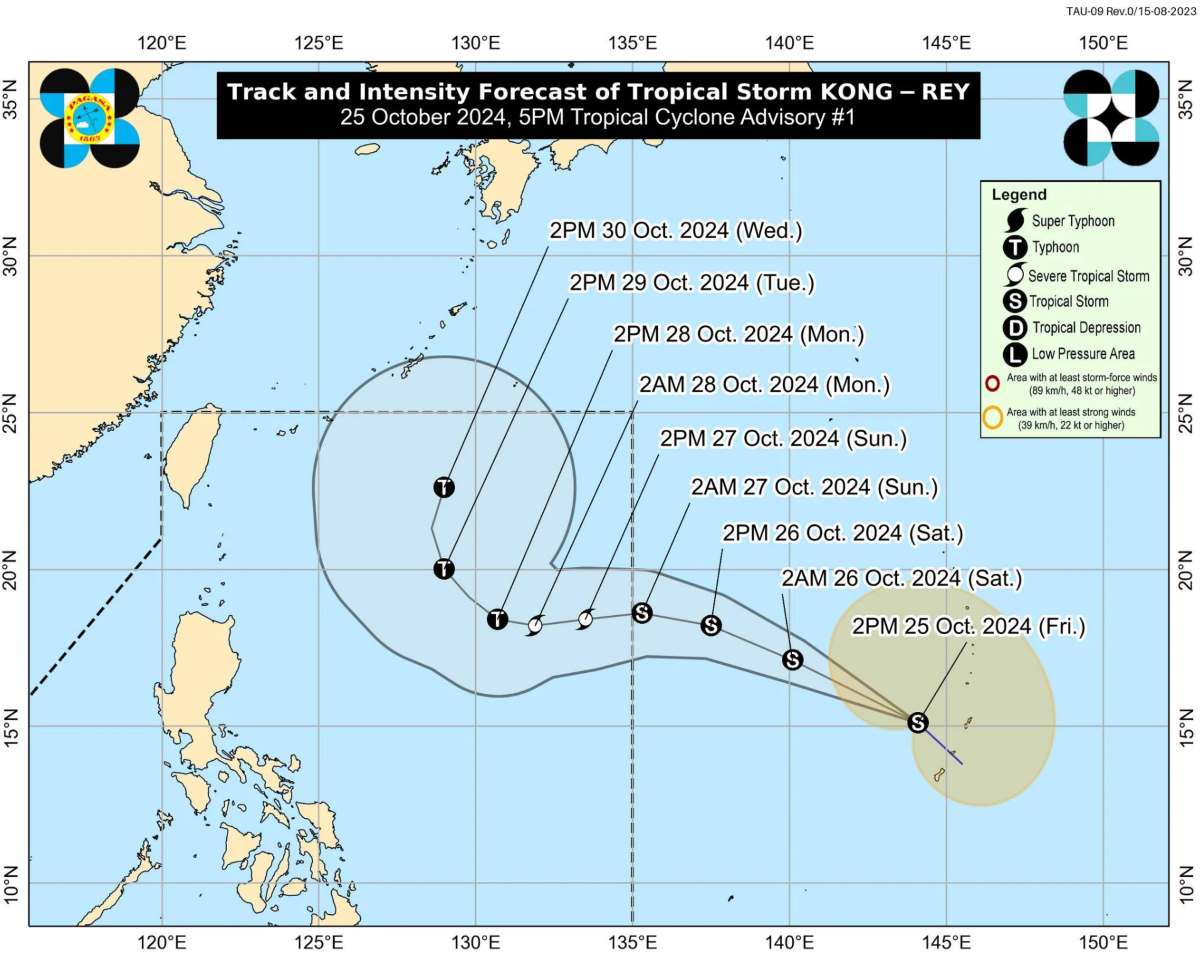 Du bao duong di cua bao Kong-rey. Anh: PAGASA