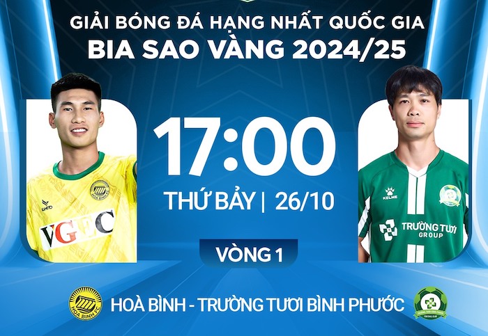Hoa Binh Club meets Binh Phuoc in round 1 of the 2024-2025 National First Division. Photo: FPT Play