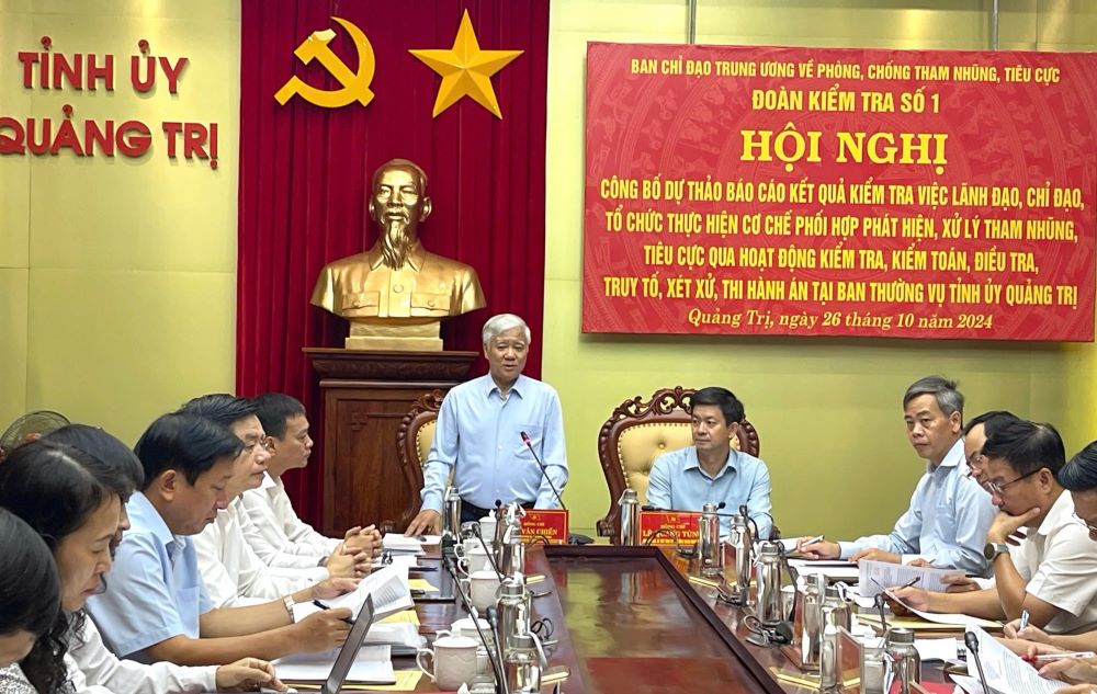 Mr. Do Van Chien, Politburo member, Secretary of the Party Central Committee, Chairman of the Central Committee of the Vietnam Fatherland Front, gave a speech at the announcement of the results of the anti-corruption inspection. Photo: H.Nguyen.