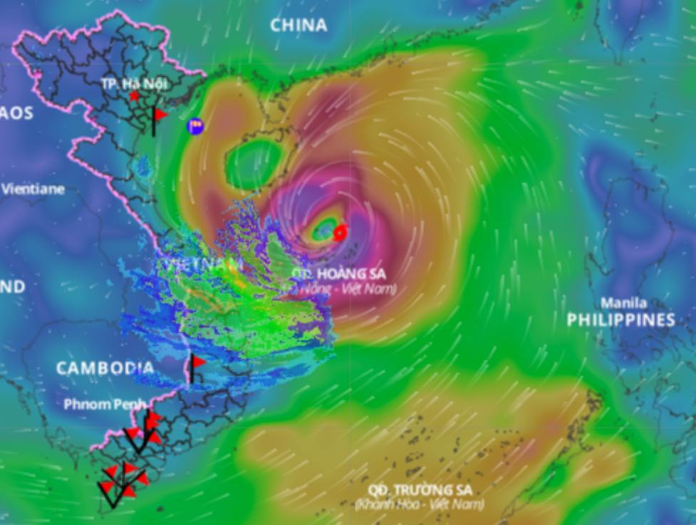 Updated location of storm Tra Mi at 2:00 p.m. on October 26. Photo: Vietnam Disaster Monitoring System
